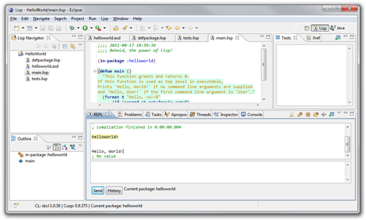 Screenshot of CUSP in Eclipse 3.7