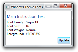 WPF Windows Theme Fonts Sample: Aero